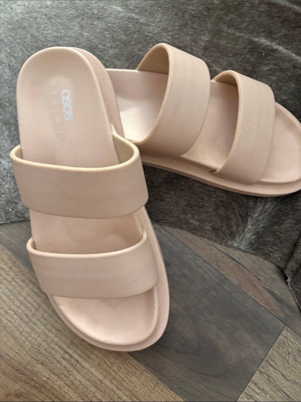 ASOS Nude Double-Strap Slide Sandals